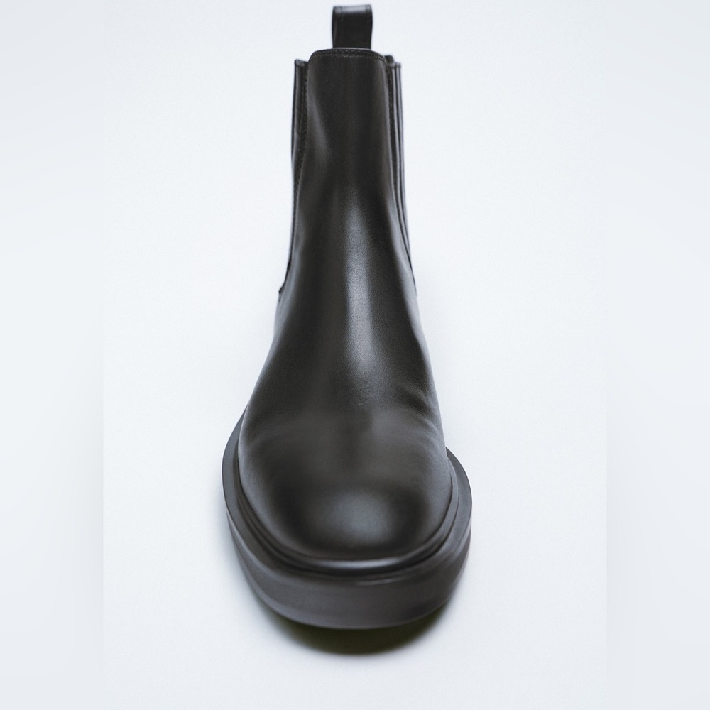 ZARA Leather Low Heel Ankle Boots - Picture 3 of 8